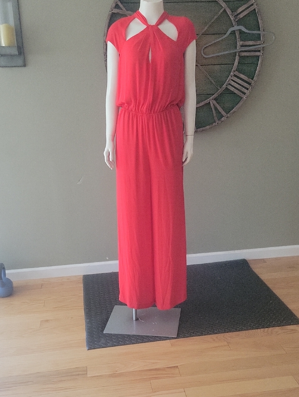 BCBGMaxAzria Regula Cutout   Keyhole Jumpsuit In Jewel Red